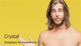  Presentation with one young man exercising handball - Amazing presentation theme having dont fit - young handsome shirtless man backdrop and a  colored foreground