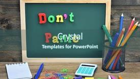  Presentation with school board - Cool new presentation theme with dont study - don't panic word on school backdrop and a ocean colored foreground