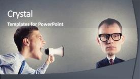  Presentation with head - Amazing presentation theme having dont study - funny young man with big backdrop and a  colored foreground