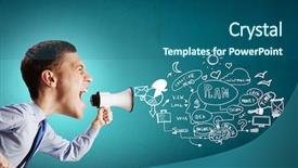  Presentation with head - Beautiful presentation theme featuring dont study - funny young man with big backdrop and a  colored foreground