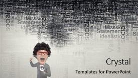  Presentation with head - Colorful slides enhanced with dont study - funny young man with big backdrop and a  colored foreground