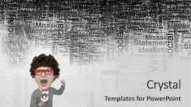  Presentation with head - Audience pleasing presentation theme consisting of dont study - funny young man with big backdrop and a  colored foreground