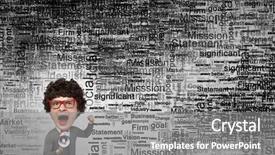  Presentation with man head in hands - Amazing PPT theme having dont study - funny young man with big backdrop and a  colored foreground