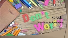  Presentation with tools - Audience pleasing PPT layouts consisting of dont study - don't worry word and office backdrop and a coral colored foreground