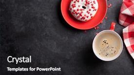  Presentation with cookie - Colorful slide deck enhanced with donut and coffee on stone backdrop and a dark gray colored foreground