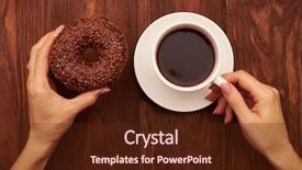  Presentation with donut and coffee - Cool new slide set with donut and cup of coffee backdrop and a  colored foreground