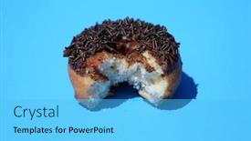  Presentation with sprinkles - Presentation theme featuring donut-cake-donut-with-chocolate background and a light blue colored foreground
