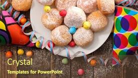  Presentation with carnival - PPT theme featuring donut for carnival day background and a tawny brown colored foreground