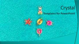  Presentation with floating - Colorful PPT layouts enhanced with donut shaped mattresses in formation backdrop and a teal colored foreground