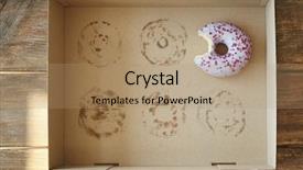  Presentation with box carton - Amazing theme having donut with bite taken out lying in carton box backdrop and a coral colored foreground