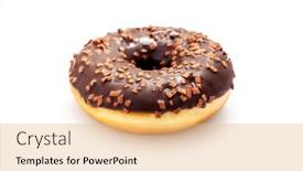  Presentation with white chocolate - Presentation design enhanced with donut-with-chocolate-icing-isolated background and a coral colored foreground