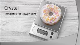  Presentation with digital government - Slide set consisting of donut with digital kitchen scales background and a light gray colored foreground