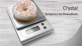  Presentation with kitchen - Colorful PPT layouts enhanced with donut with digital kitchen scales backdrop and a light gray colored foreground