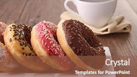  Presentation with coffee donuts - Colorful PPT theme enhanced with donuts and coffee backdrop and a tawny brown colored foreground
