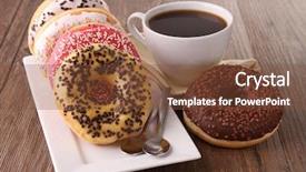  Presentation with coffee donuts - Cool new presentation with donuts and coffee backdrop and a tawny brown colored foreground
