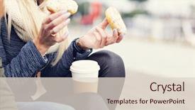  Presentation with coffee donuts - Amazing slide set having donuts coffee - picture showing happy young couple backdrop and a lemonade colored foreground
