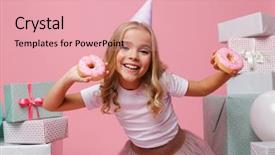  Presentation with donuts pink - Slide set featuring donuts isolated over pink background background and a lemonade colored foreground