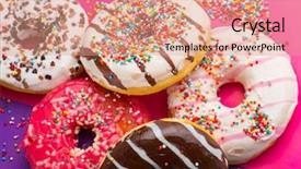  Presentation with donuts - Slide set with donuts on color background background and a coral colored foreground
