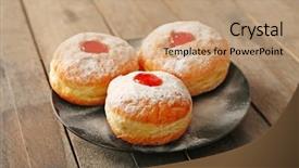  Presentation with donuts - Audience pleasing slides consisting of donuts on wooden background hanukkah backdrop and a coral colored foreground