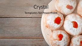  Presentation with hanukkah - Audience pleasing theme consisting of donuts on wooden background hanukkah backdrop and a coral colored foreground