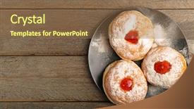  Presentation with hanukkah - Amazing slide set having donuts on wooden background hanukkah backdrop and a tawny brown colored foreground