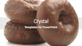  Presentation with medical pill medicine white blue - Slide deck having donuts shop - chocolate doughtnut pile background and a tawny brown colored foreground