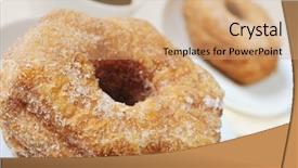  Presentation with croissant factory - Presentation design featuring donuts shop - some croissant-doughnut pastries sprinkled background and a  colored foreground