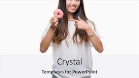  Presentation with eating - Cool new theme with donuts shop - young asian woman eating donut backdrop and a  colored foreground