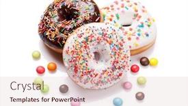  Presentation with decor - Slide set featuring donuts with colorful decor and candies isolated on white background background and a lemonade colored foreground