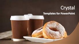  Presentation with coffee donuts - PPT layouts enhanced with donuts with cups of coffee background and a tawny brown colored foreground