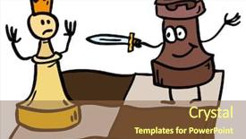  Presentation with doodle - Cool new presentation theme with king cartoon - doodle chess check backdrop and a tawny brown colored foreground