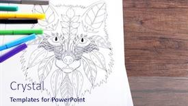  Presentation with doodle - Slide deck featuring doodle drawing of fox and colour felt pens on table background and a sky blue colored foreground