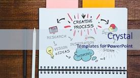  Presentation with sticky notes - Colorful PPT theme enhanced with doodle on notepad with pen backdrop and a sky blue colored foreground