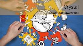  Presentation with navy blue - Amazing presentation theme having doodle with chalk against navy backdrop and a yellow colored foreground