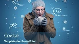  Presentation with snowflakes - Slides with doodled snowflakes and windy background and a  colored foreground