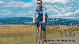  Presentation with person looking out in nature - Beautiful PPT layouts featuring doodling - fashion person riding bicycle backdrop and a coral colored foreground