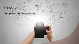  Presentation with animated shooting stars - PPT layouts having doodling - naked hand photo shooting background and a light gray colored foreground