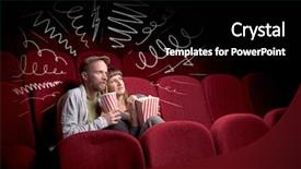  Presentation with movie cinema or theater audience - Cool new PPT theme with doodling - young cute couple sitting backdrop and a black colored foreground