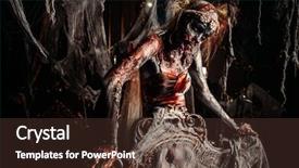  Presentation with bride - Beautiful PPT layouts featuring scary lady - zombie bride bloody dead bride backdrop and a tawny brown colored foreground