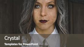  Presentation with serial killer - Cool new PPT theme with serial killer - zombie woman looking at camera backdrop and a dark gray colored foreground