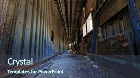  Presentation with destruction - Cool new slide deck with doomsday destruction ruins factory damage backdrop and a ocean colored foreground