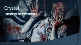 Presentation with zombie - Cool new PPT theme with doomsday the dead have risen backdrop and a navy blue colored foreground