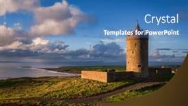  Presentation with ireland - PPT theme having doonagore-castle-at-sunset-co background and a teal colored foreground