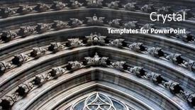  Presentation with gothic cathedral - Colorful theme enhanced with door-details-of-facade backdrop and a dark gray colored foreground