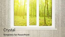  Presentation with window frame - Beautiful theme featuring door frame - beautiful view of spring forest backdrop and a soft green colored foreground