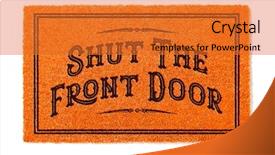  Presentation with grotesque halloween - Audience pleasing slide set consisting of door halloween orange welcome mat backdrop and a  colored foreground
