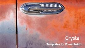  Presentation with car door - Presentation with close up on tyrannosaurus rex dinosaur feet in nature background and a  colored foreground.