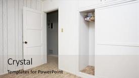  Presentation with closet - Amazing PPT theme having door hangers - empty room with white walls backdrop and a mint green colored foreground