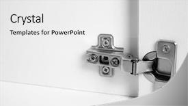  Presentation with hardware - PPT theme consisting of door hardware - metal hinges of wardrobe closeup background and a white colored foreground