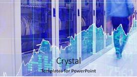  Presentation with server room - Slide set consisting of door hardware - stocks and shares against technician background and a light blue colored foreground